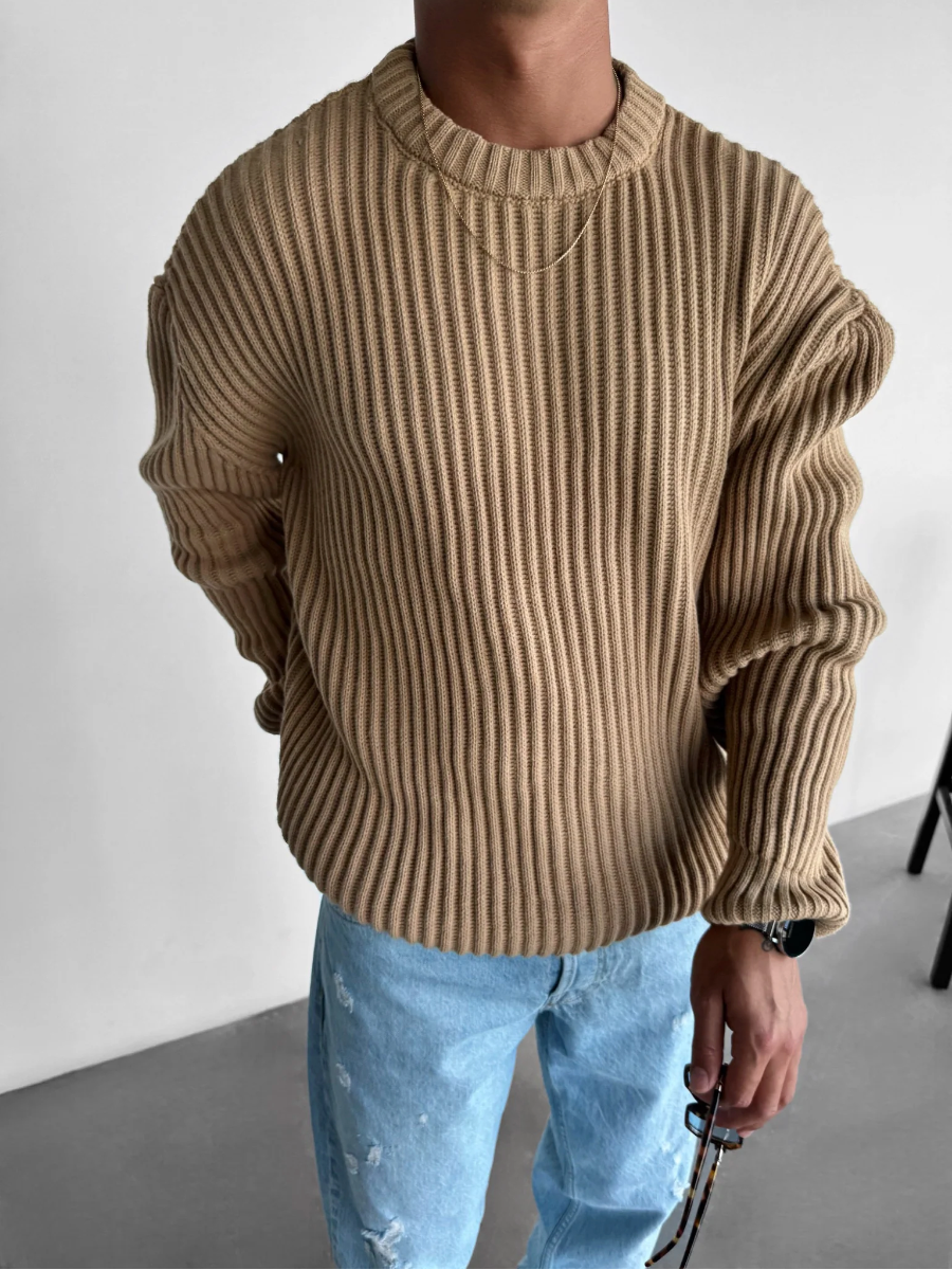 Prestige™ | Oversized Kraftig Strikket Sweater - Kamel