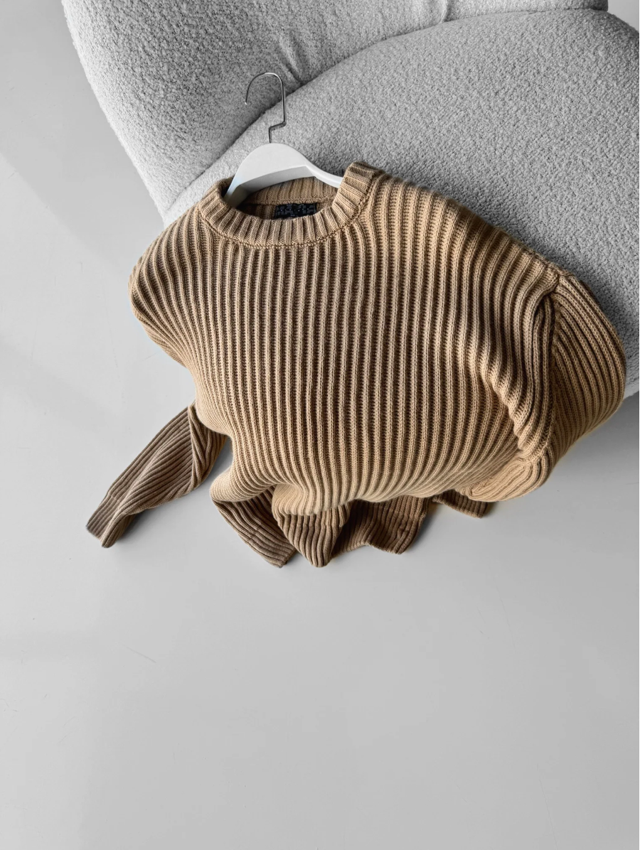 Prestige™ | Oversized Kraftig Strikket Sweater - Kamel